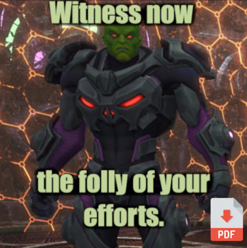 Brainiac saying, 'Witness now the folly of your efforts.'